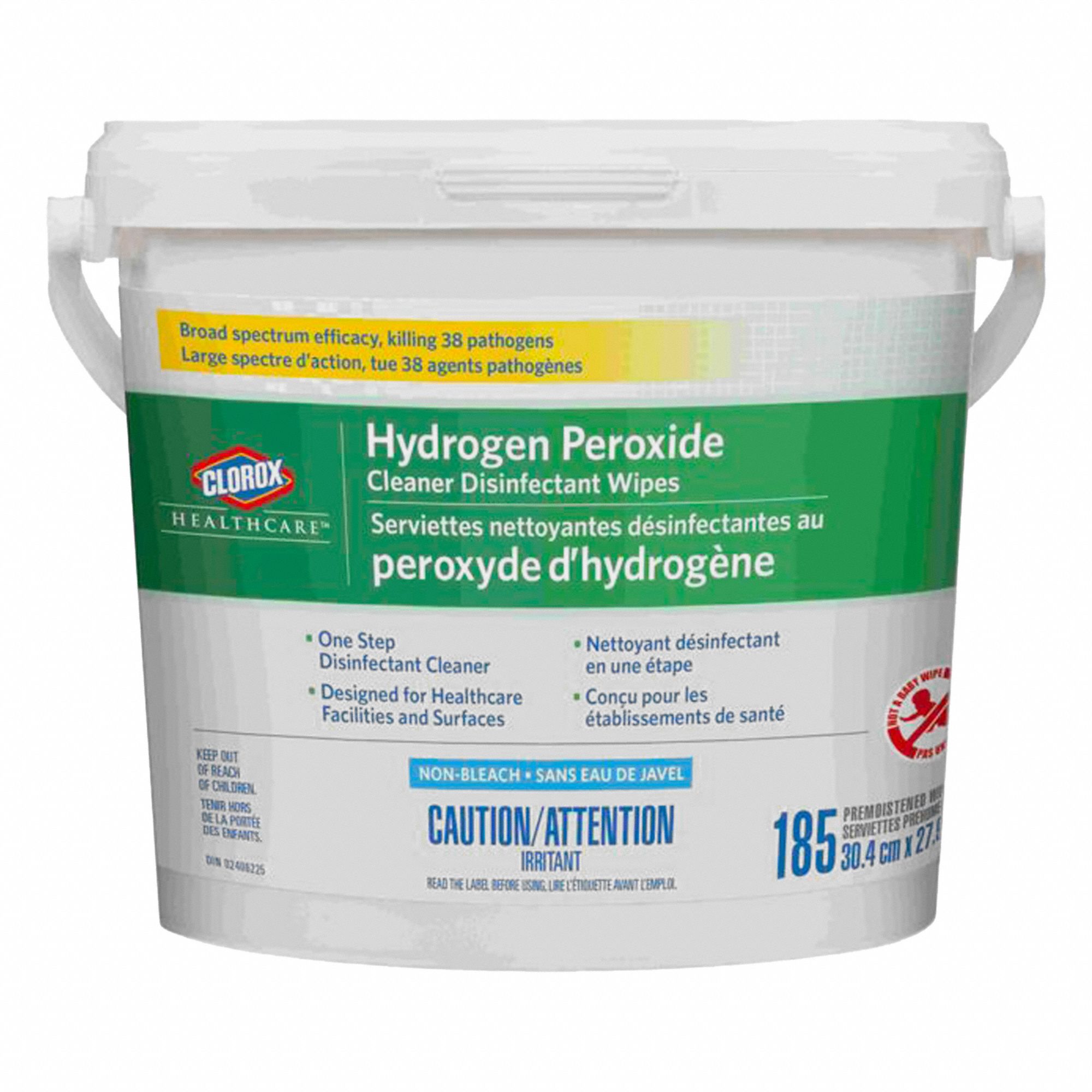 DISINFECTING/SANITIZING WIPES, HYDROGEN PEROXIDE, UNSCENTED, WHITE, 185 COUNT/CA 2 BUCKET