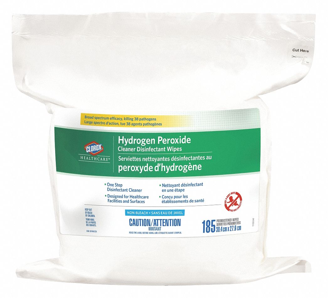 DISINFECTING/SANITIZING WIPE REFILL, HYDROGEN PEROXIDE, UNSCENTED, WHITE, 185 COUNT/CA 2