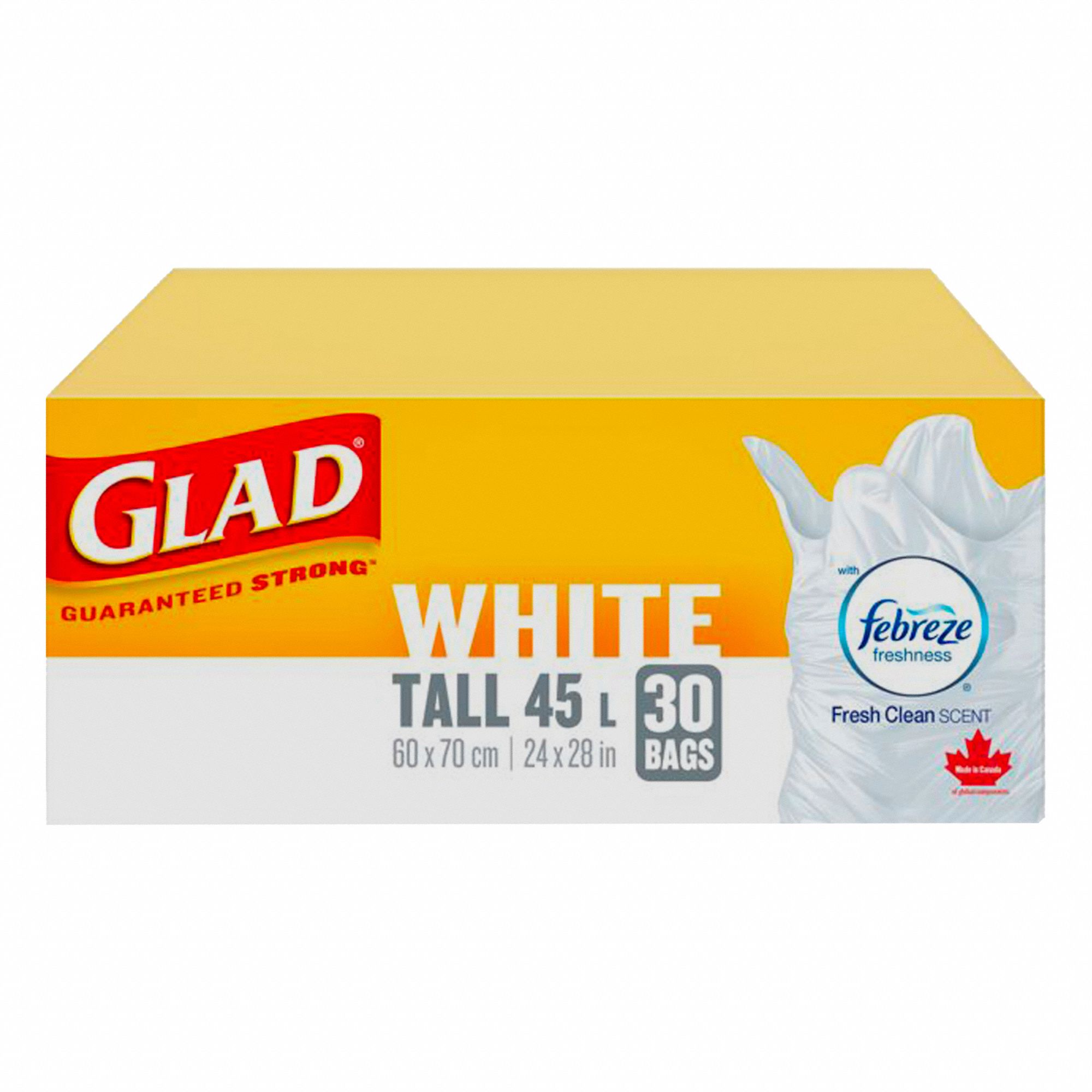 TRASH BAGS, EASY TIE, WHITE, 12 GAL CAP, MAX LOAD 45 L, RL 30/PK 12