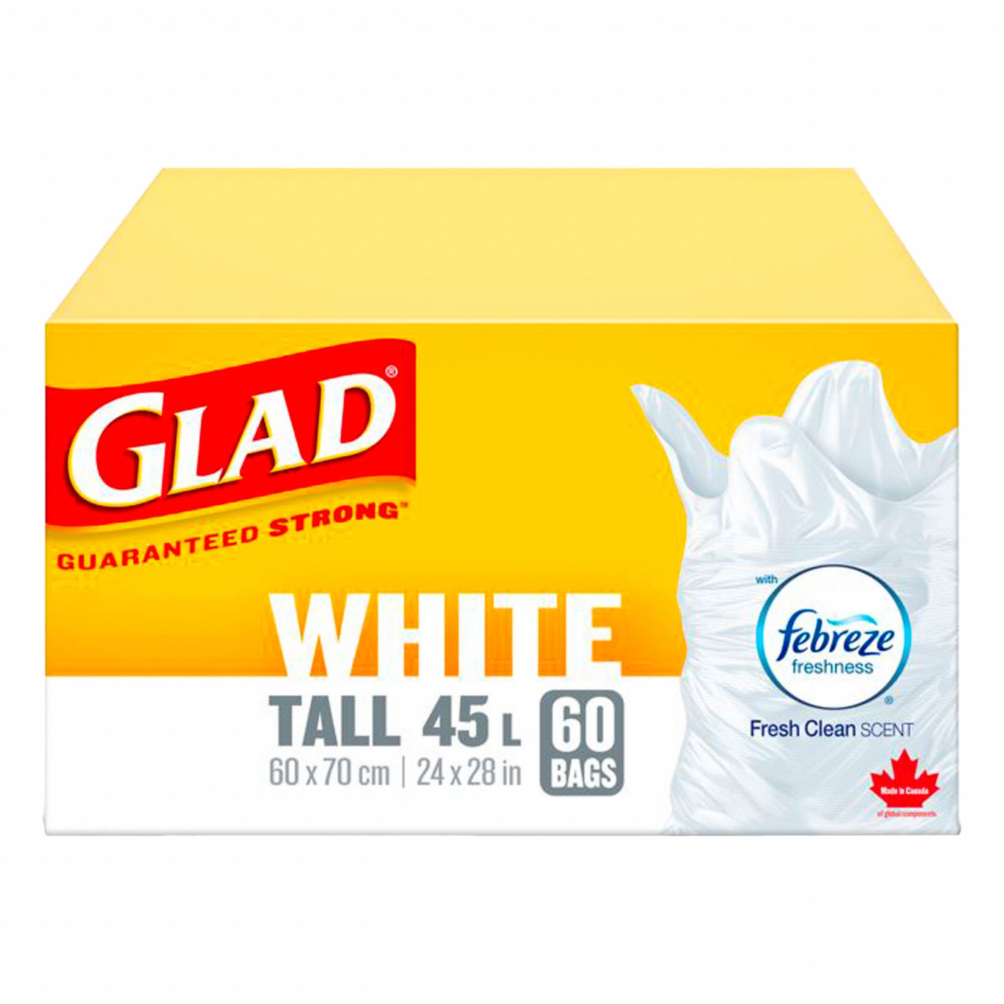 GARBAGE BAGS, EASY TIE, WHITE, 12 GAL, MAX LOAD 99 LB, RL 60/CA 6