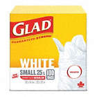 TRASH BAGS, EASY TIE, UNSCENTED, WHITE, 6 GAL, MAX LOAD 55 LB, RL 100/CA 8