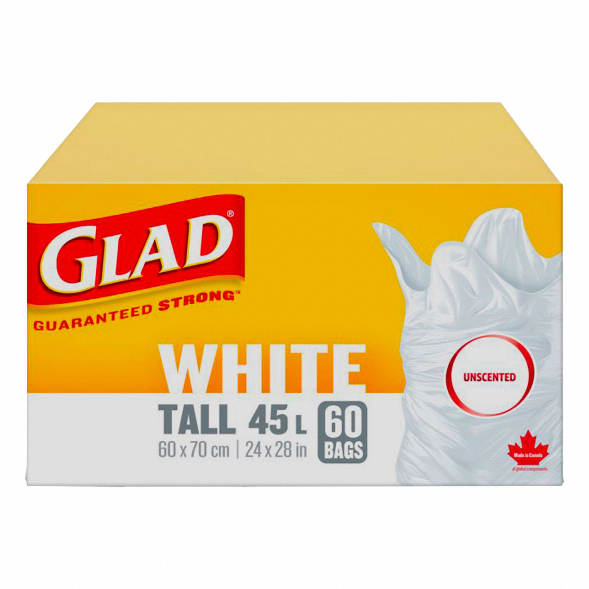 SACS ORDURES NON PARFUMÉS, FACILES NOUER, BLANC, 12 GAL, MAX 99 LB, RL 60/CA 6