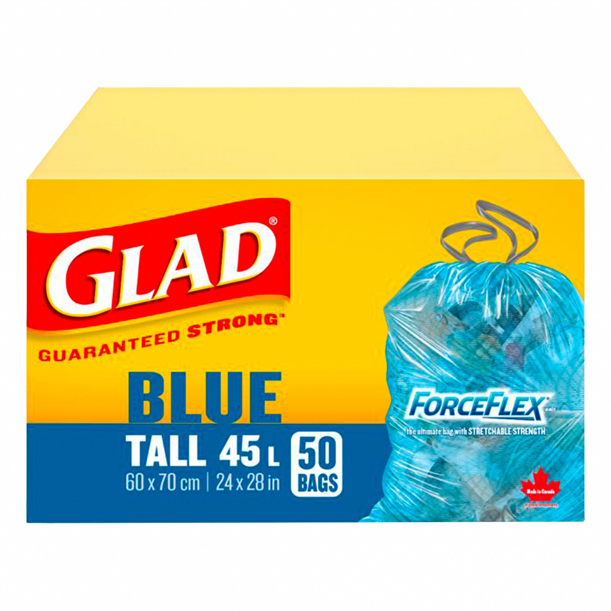 TRASH BAGS, DRAWSTRING, BLUE, 12 GAL, MAX 99 LB, RL 50/CA 6