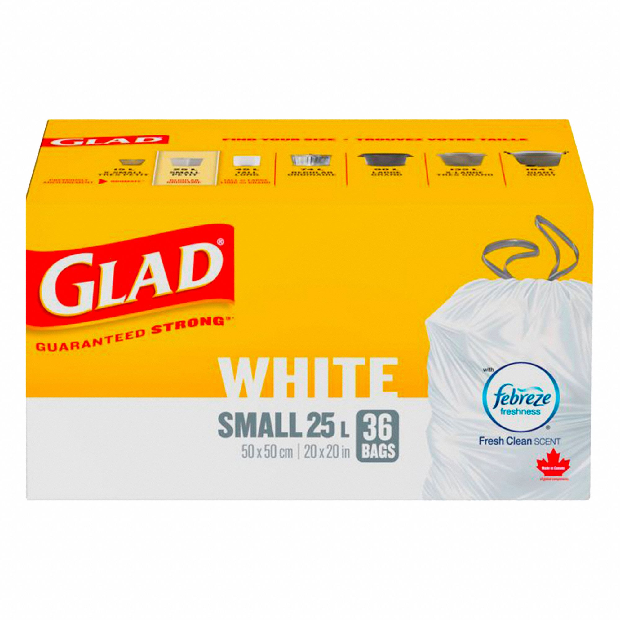 TRASH BAGS, DRAWSTRING, WHITE, 6 GAL CAP/MAX LOAD 55 LB