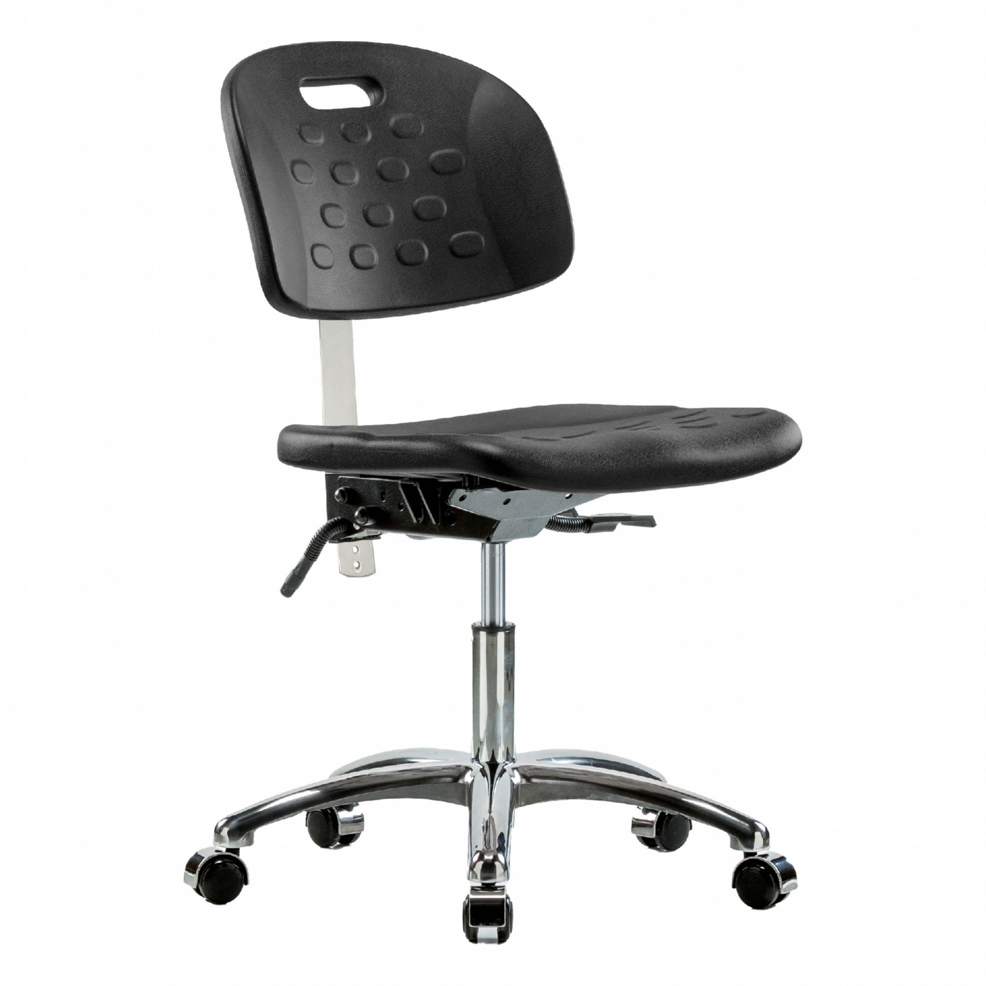 Cleanroom Chair: Polyurethane, Armless, Ht Range 17 3/4 in to 23 in, 18 in Seat Wd, 17 in Seat Dp