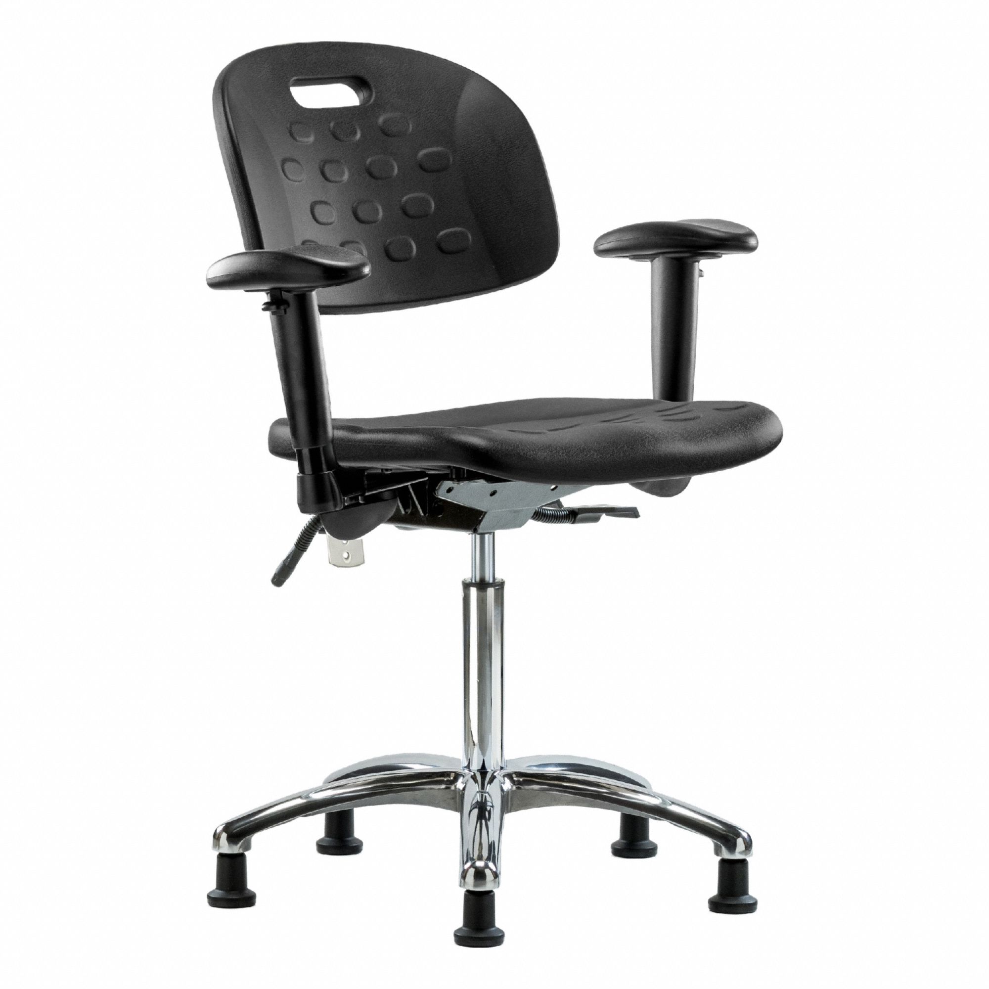 Poly CR Chair, Med, Arms, Glides, Blk
