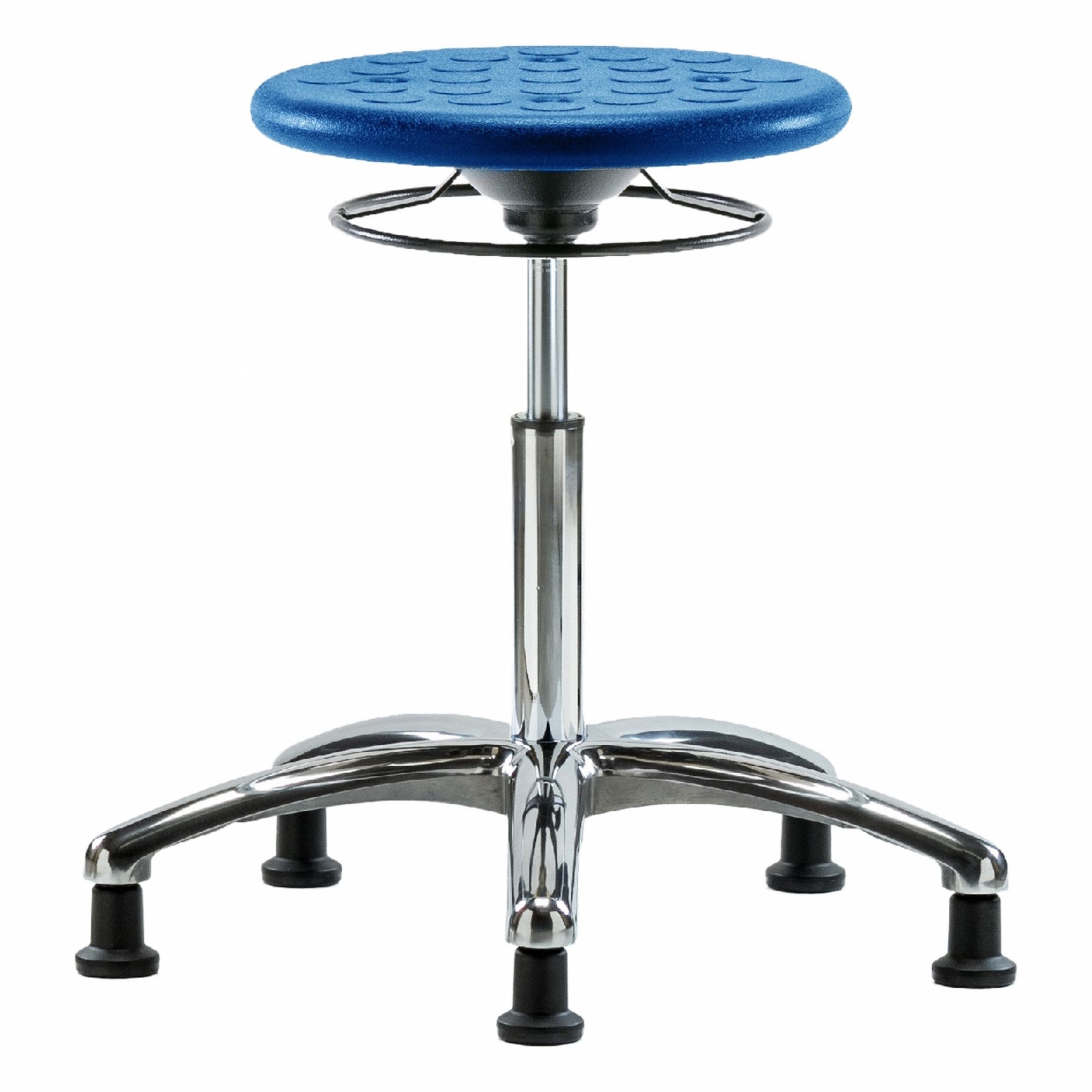 Stool: Polyurethane, Ht Range 19 1/4 in to 27 in, 13 in Seat Wd, 13 in Seat Dp, 5 Glides, 0 Casters