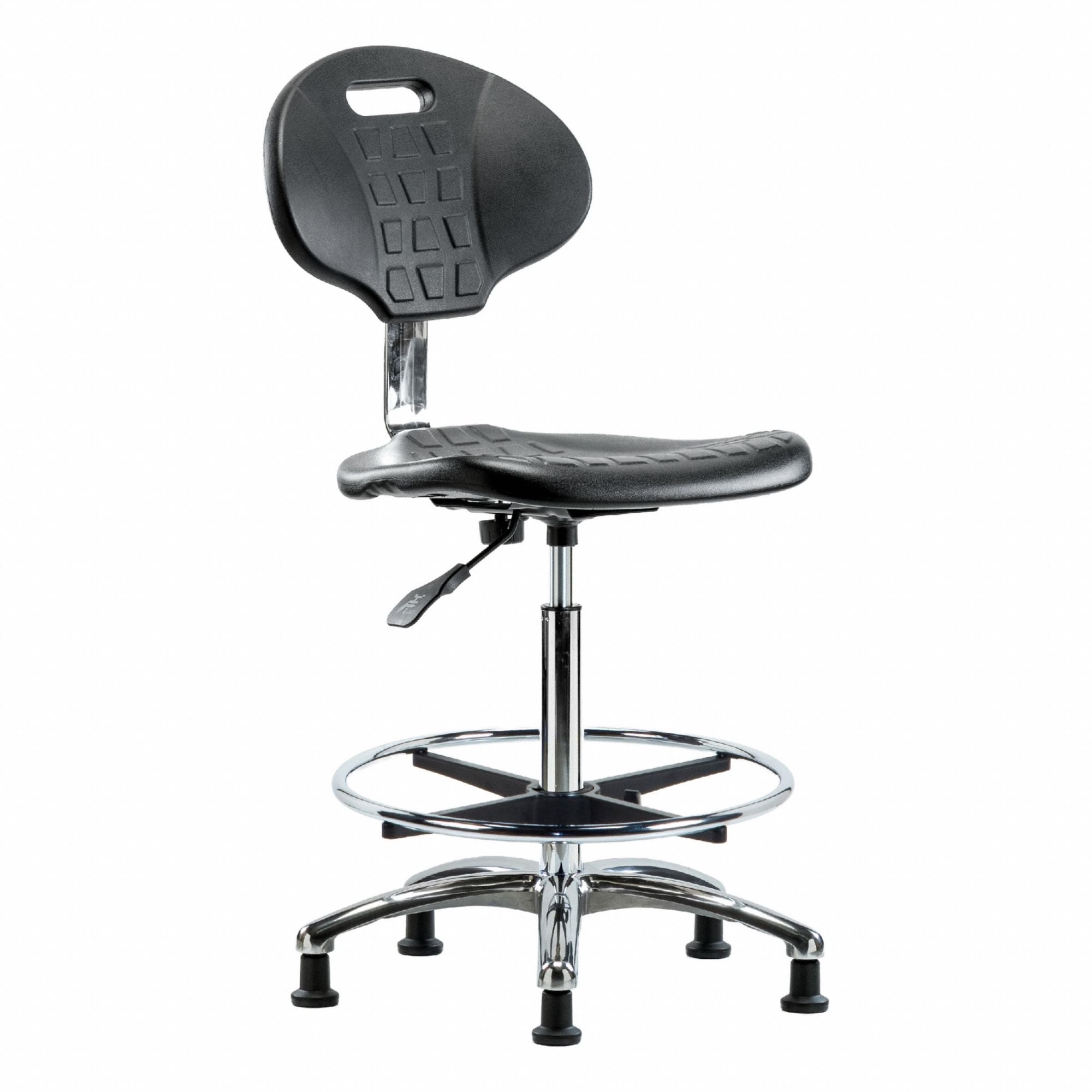 Cleanroom Task Chair: Polyurethane, Armless, Ht Range 23 1/2 in to 33 1/2 in, 18 in Seat Wd, ISO 4