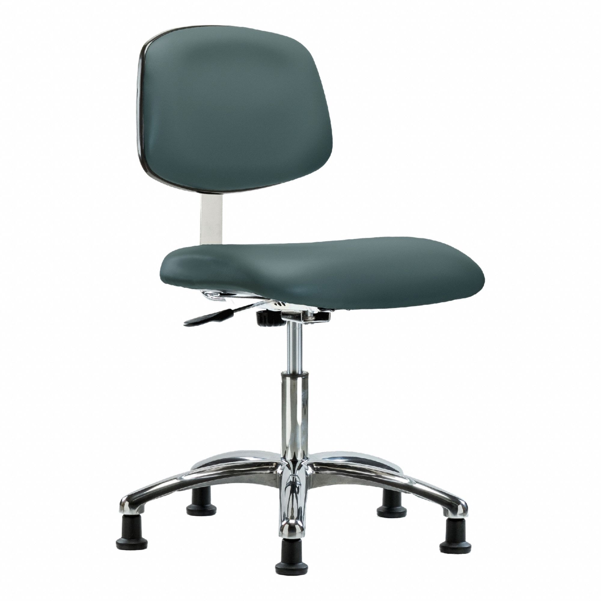 Cleanroom Chair: Vinyl, Armless, Ht Range 18 1/2 in to 23 3/4 in, 18 1/2 in Seat Wd, 17 in Seat Dp
