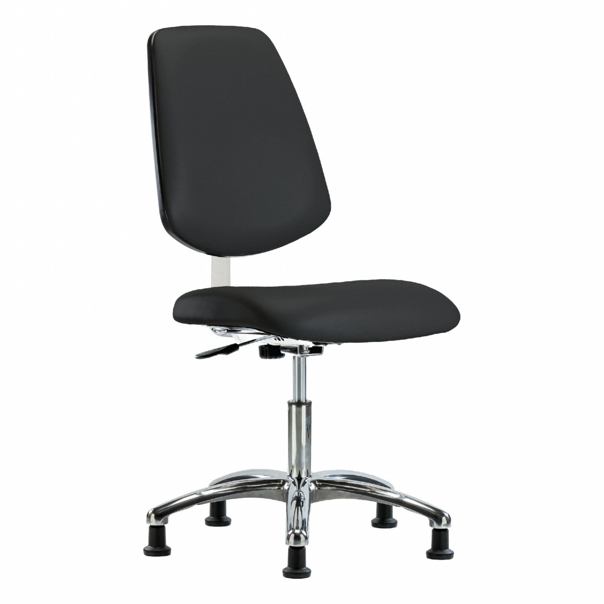 Cleanroom Chair: Vinyl, Armless, Ht Range 18 1/2 in to 23 3/4 in, 18 1/2 in Seat Wd, 17 in Seat Dp