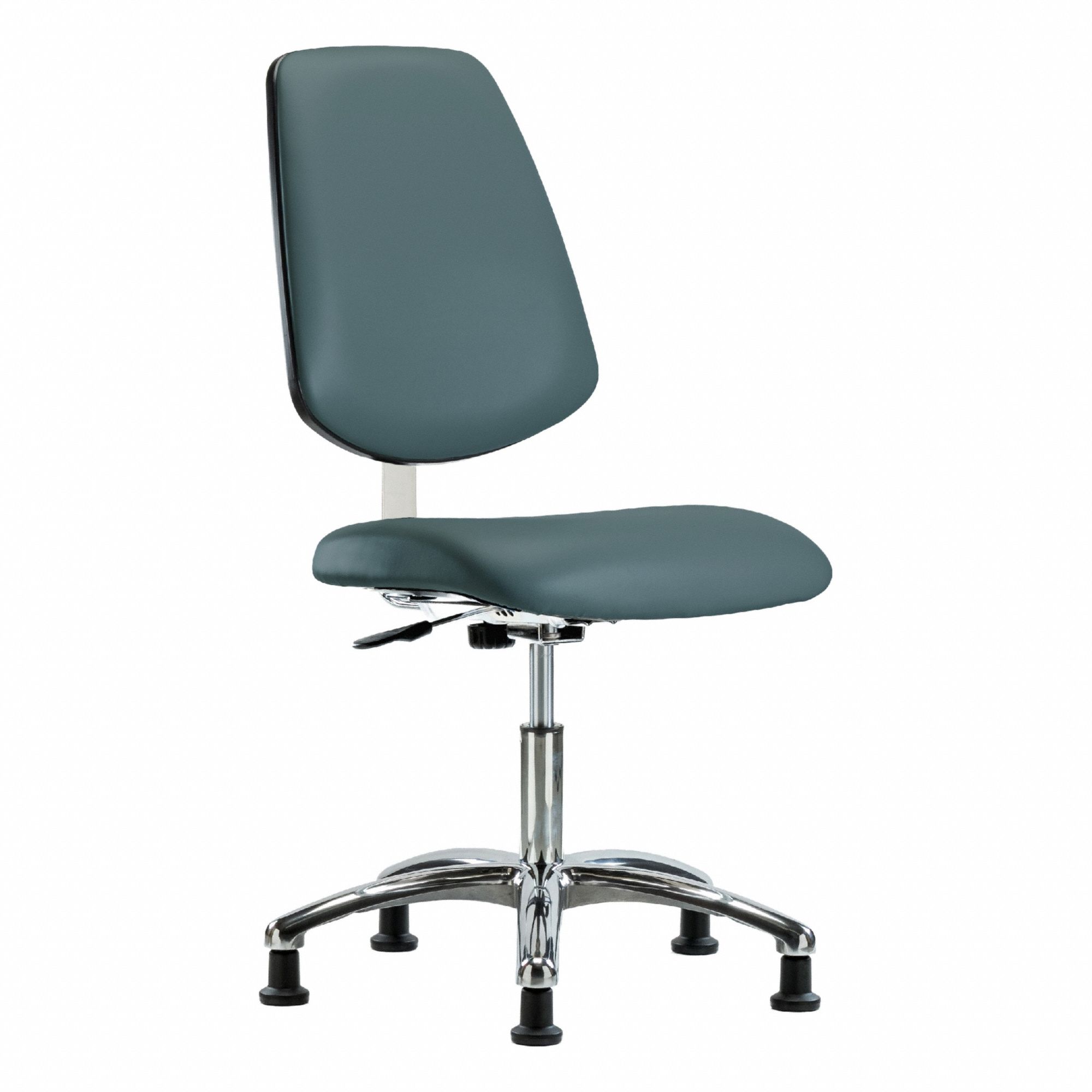 Cleanroom Chair: Vinyl, Armless, Ht Range 18 1/2 in to 23 3/4 in, 18 1/2 in Seat Wd, 17 in Seat Dp
