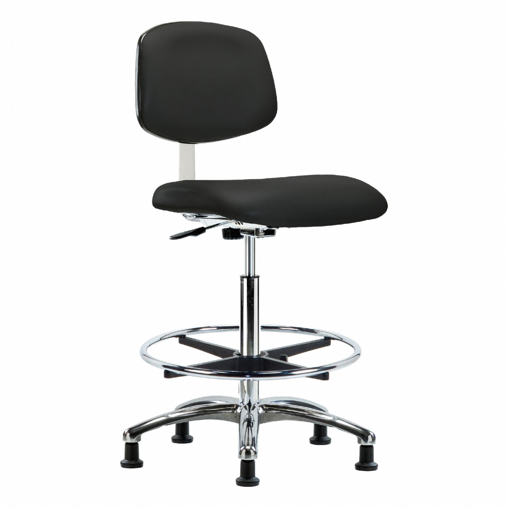 Cleanroom Task Chair: Vinyl, Armless, Ht Range 25 3/4 in to 35 1/2 in, 18 1/2 in Seat Wd, 0 Casters