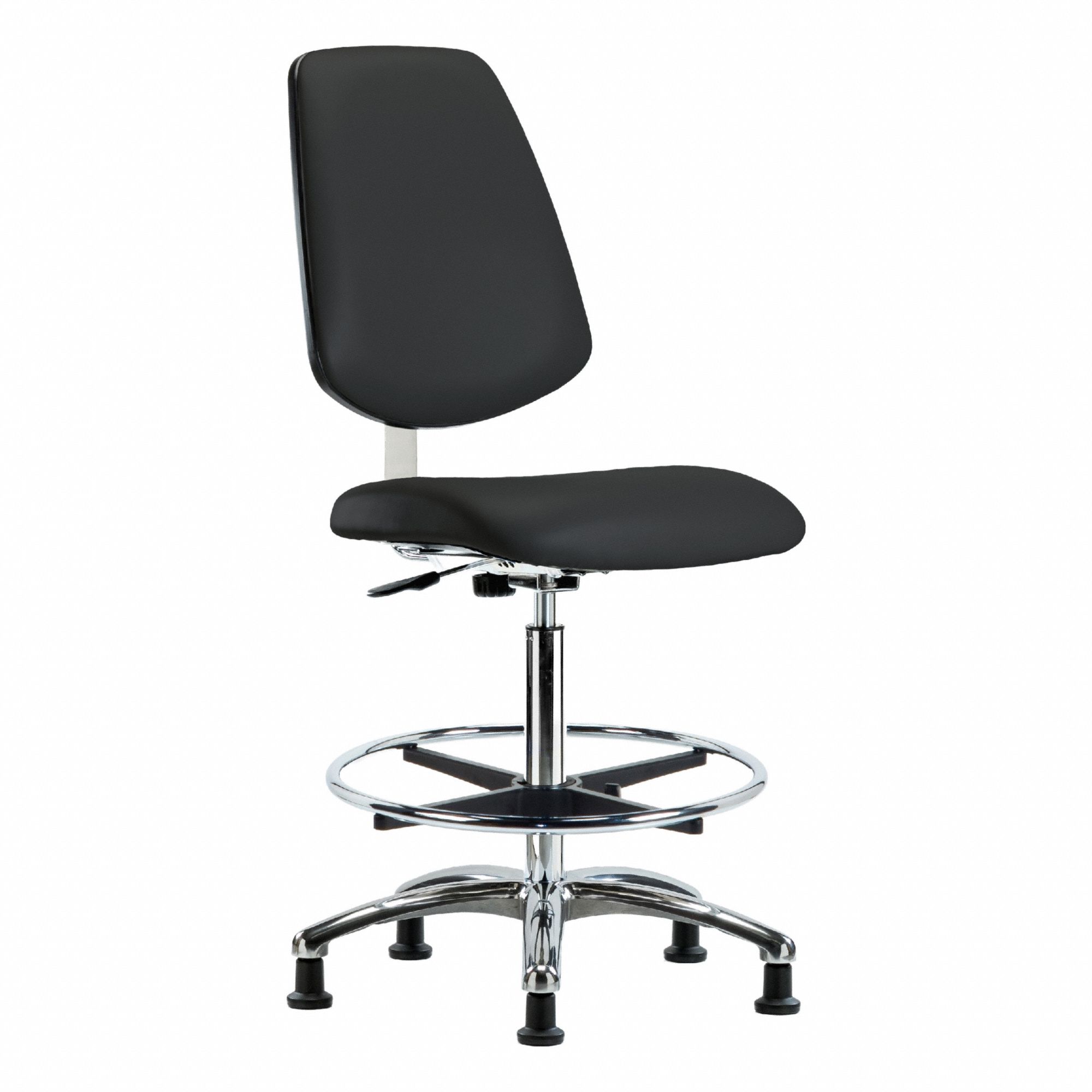Cleanroom Task Chair: Vinyl, Armless, Ht Range 25 3/4 in to 35 1/2 in, 18 1/2 in Seat Wd, 0 Casters