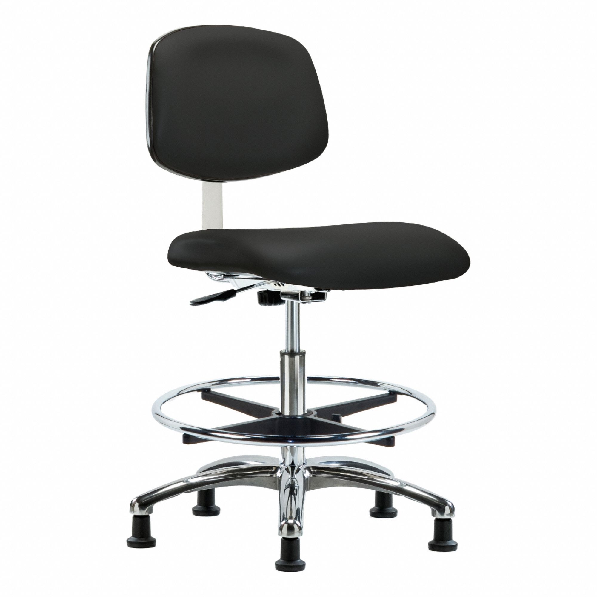 Cleanroom Task Chair: Vinyl, Armless, Ht Range 21 1/2 in to 29 in, 18 1/2 in Seat Wd, 17 in Seat Dp