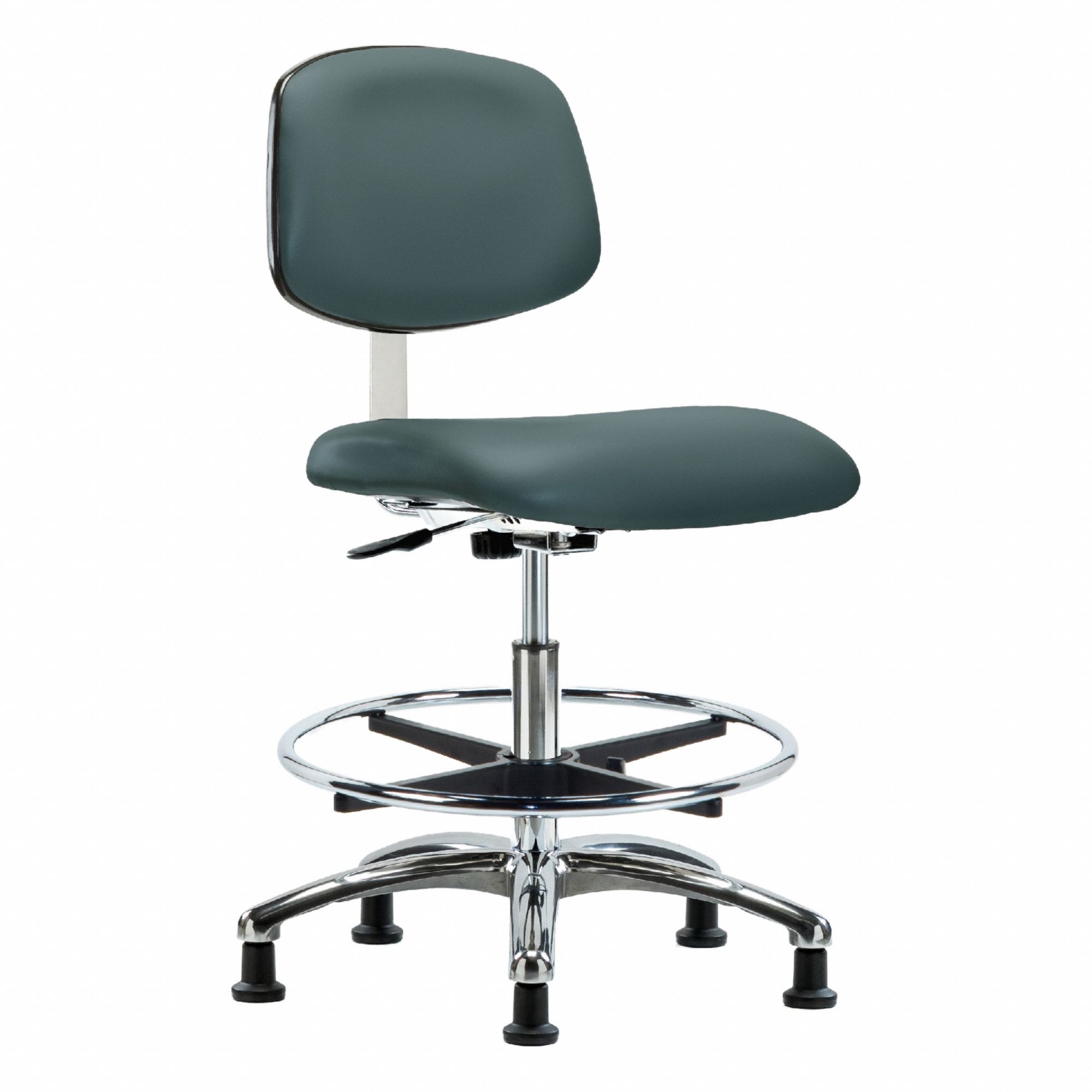 Cleanroom Task Chair: Vinyl, Armless, Ht Range 21 1/2 in to 29 in, 18 1/2 in Seat Wd, 17 in Seat Dp