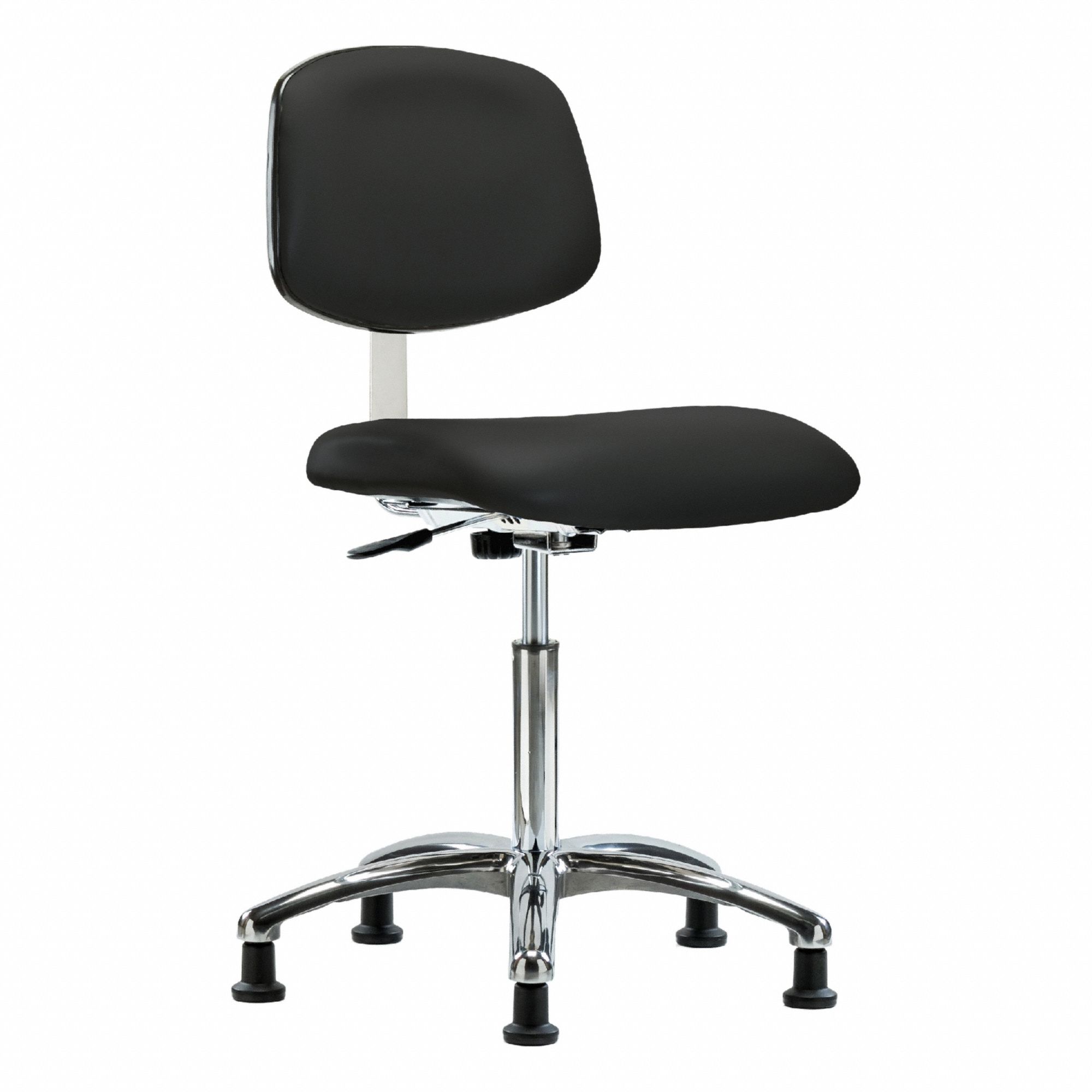 Cleanroom Task Chair: Vinyl, Armless, Ht Range 21 1/2 in to 29 in, 18 1/2 in Seat Wd, 17 in Seat Dp