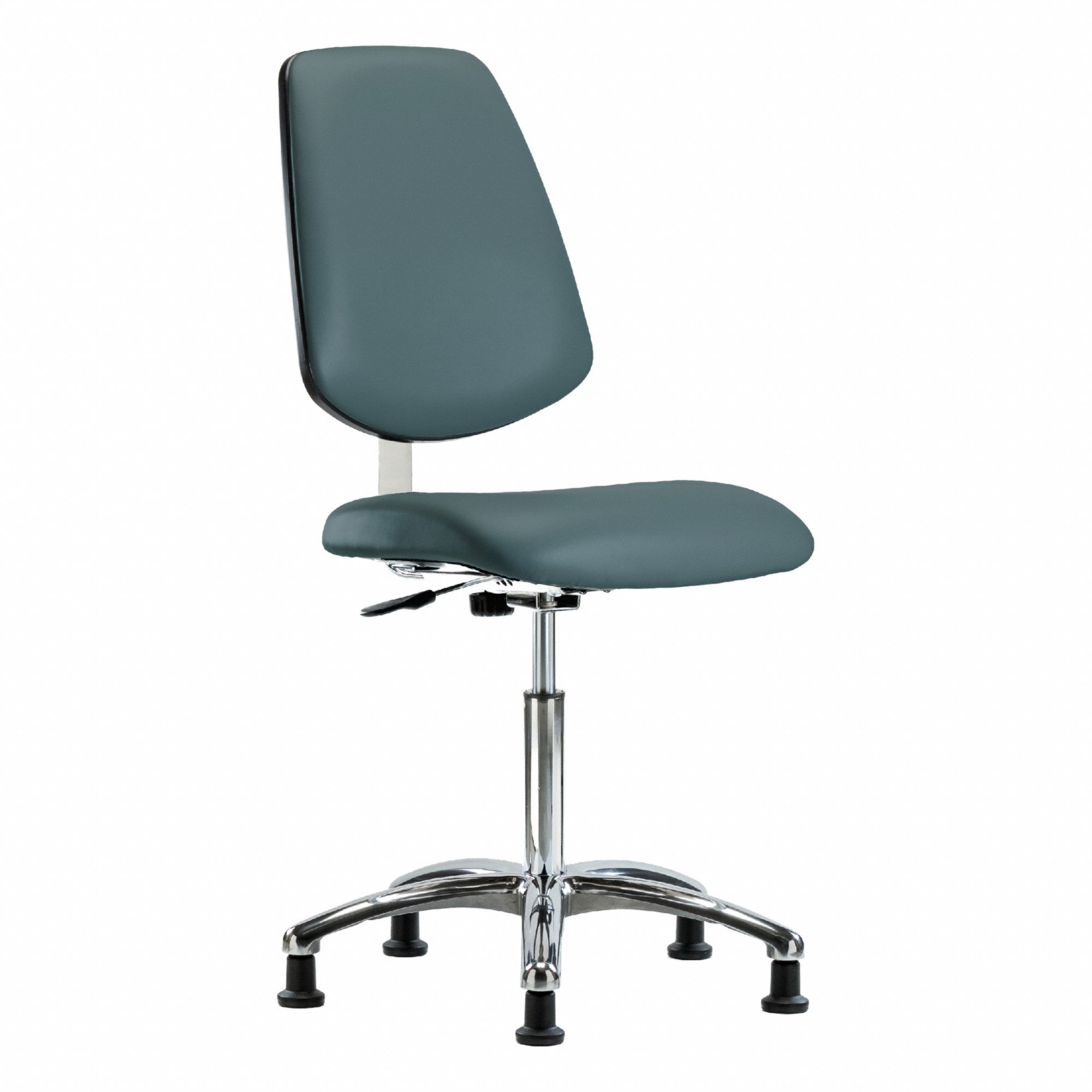 Cleanroom Task Chair: Vinyl, Armless, Ht Range 21 1/2 in to 29 in, 18 1/2 in Seat Wd, 17 in Seat Dp