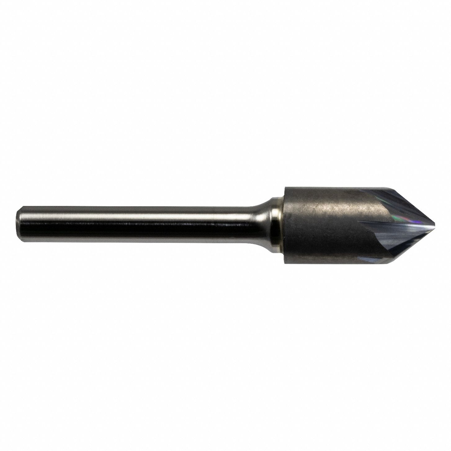 Six Flute Carbide Countersink: 1 in Body Dia., 1/2 in Shank Dia., Bright (Uncoated) Finish