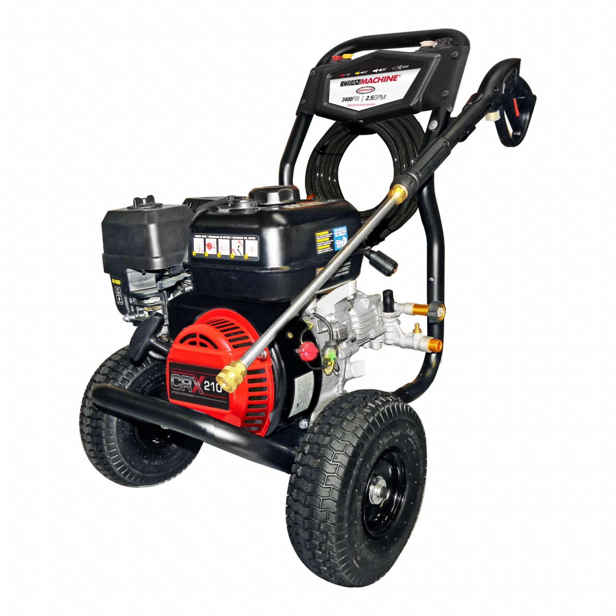 Gas-Powered Pressure Washer: Medium Duty, Cart, 3, 400 psi, 2.5 gpm, 5 1/2 hp Horsepower