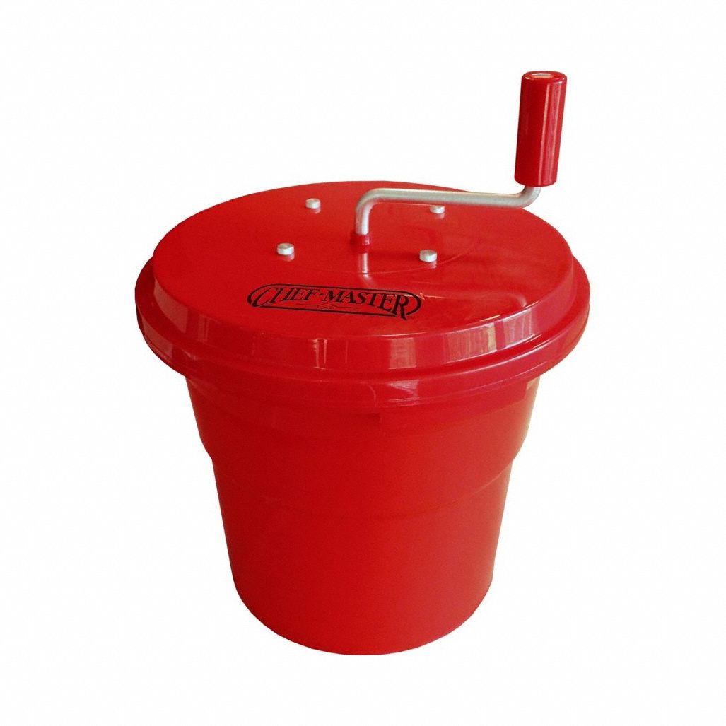 Salad Spinner: 5 gal Basket Capacity, 17 3/4 in Overall Dp, 17 1/8 in Overall Ht, Manual