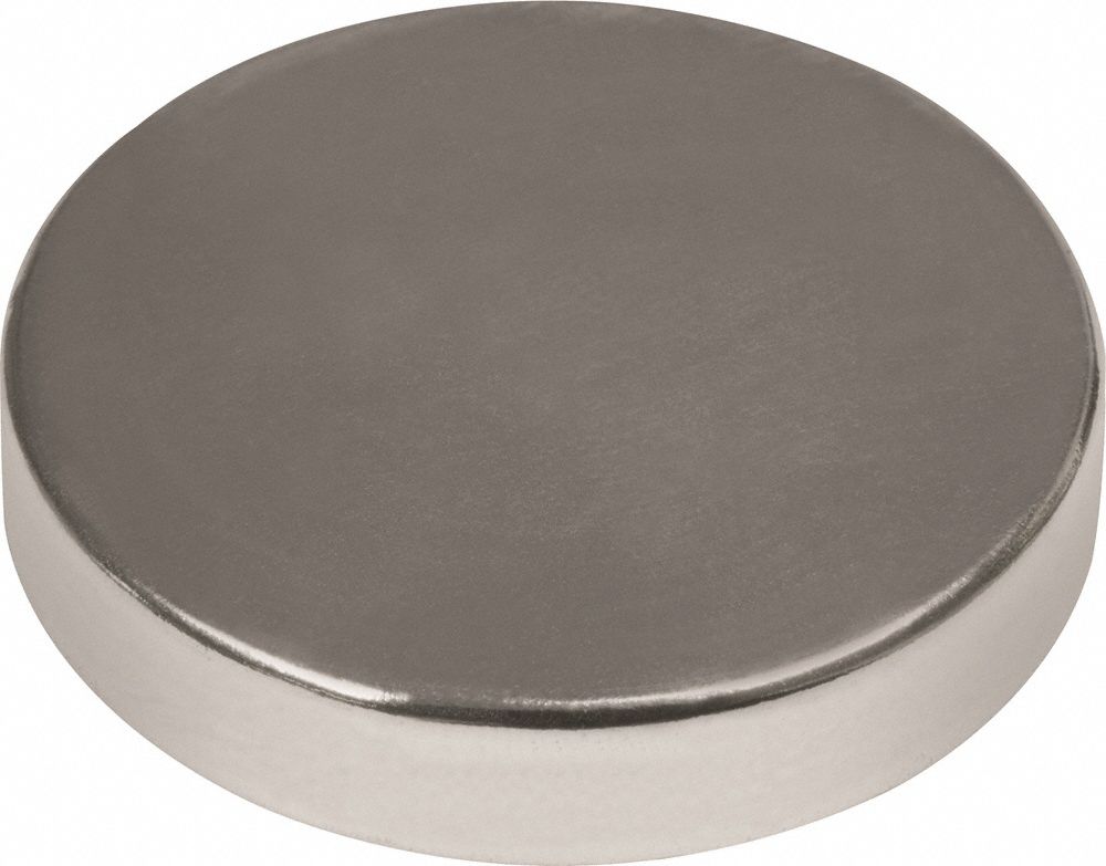 Rare Earth Magnet: Neodymium, 1/2 in Outside Dia, 0.125 in Thick, Disc Magnet, 35