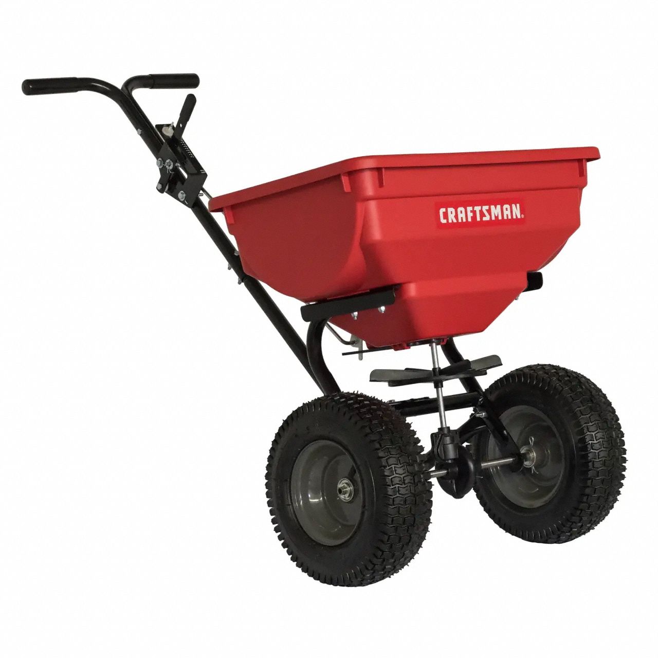 Push Spreader, 85 lb Capacity, Pneumatic Wheel Type
