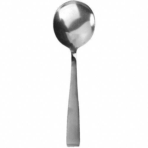 Bouillon Spoon: Cora, 18/0, Stainless Steel, 5 7/8 in Overall Lg, Silver, Satin