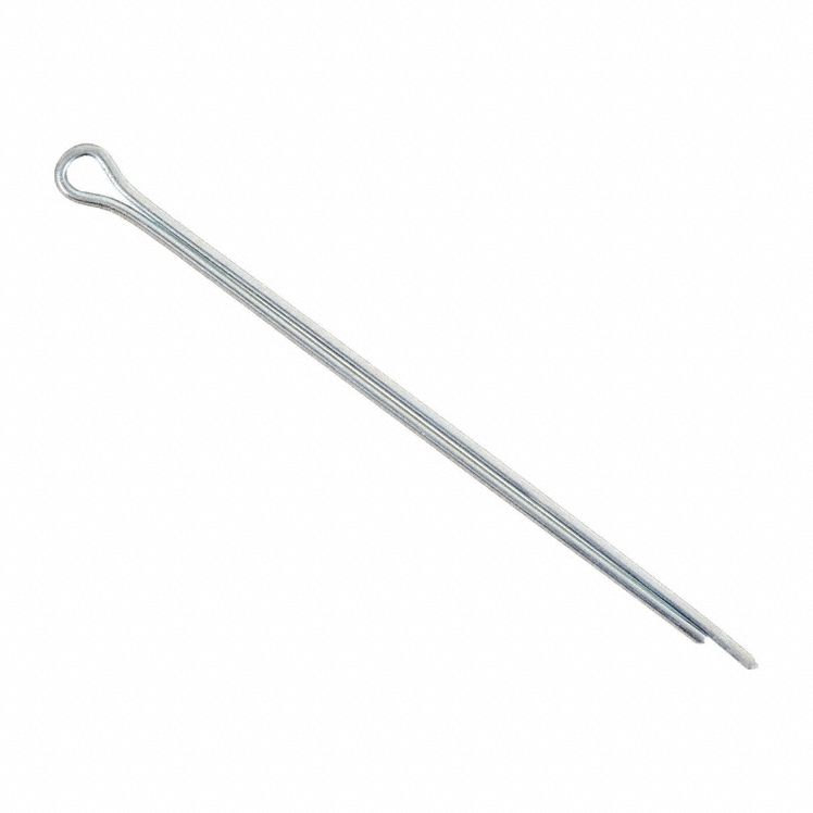 Cotter Pin: Extended Prong, Inch, 3/32 in Pin Dia, Steel, Ungraded, Zinc Plated, 250 PK