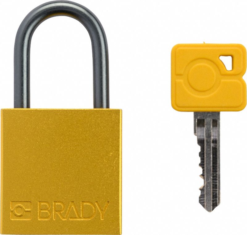 Lockout Padlock: Keyed Different, Aluminum, Compact Body Body Size, Aluminum, Std, Yellow