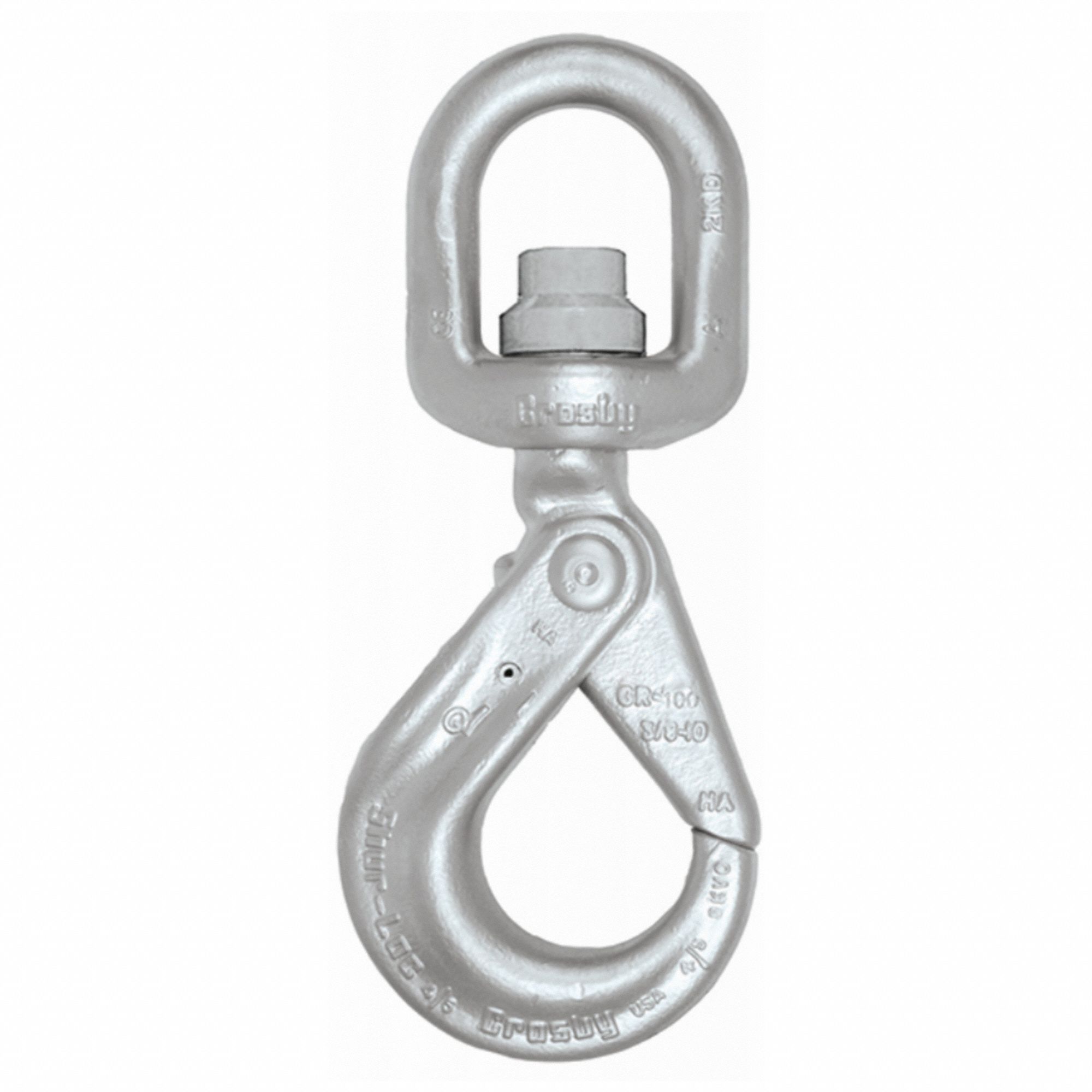 SWIVEL HOOK, SUR-LOC, WITH BEARING, FOR WIRE ROPE/GRADE 80/100 CHAIN, 13 MM, FORGED ALLOY STEEL