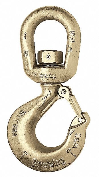 SWIVEL HOOK, 4 IN W X 8 1/4 IN L, CARBON STEEL, 2 TON LOAD LIMIT