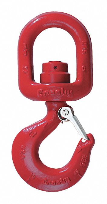 SWIVEL HOOK WITH BEARING, 6¼IN W X 12 27/32 IN L, ALLOY STEEL, 7 TON LOAD LIMIT