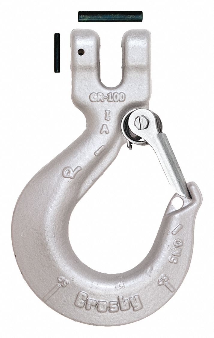 CROSBY CLEVIS SLIP HOOK, FOR CHAIN, WLL 8800 LB, GRADE 100, BLK, 3/8 IN,  ALLOY STEEL/ZINC-PLATED - Chain and Cable Hooks - CRB1049130