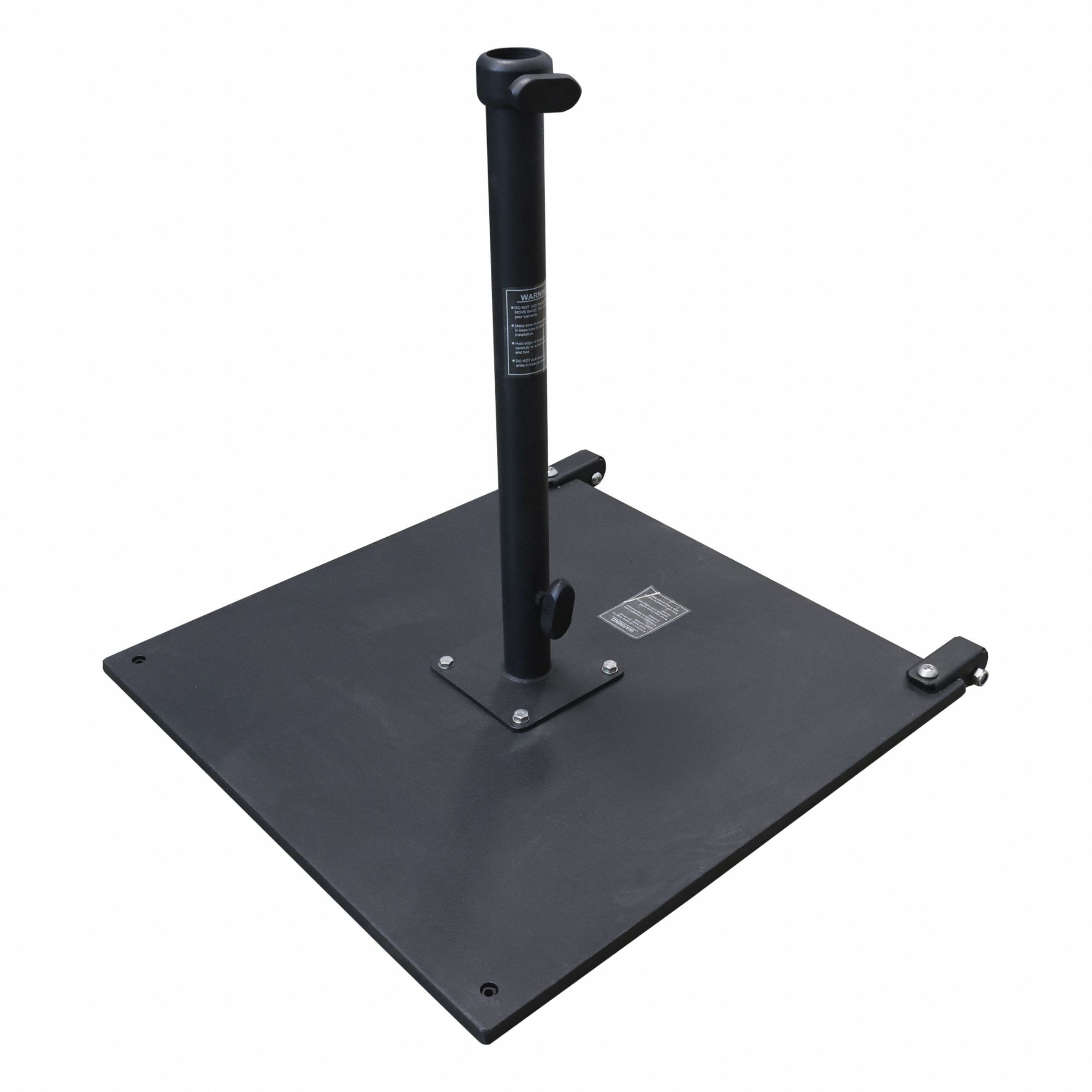 Umbrella Base: Black, For 1 1/2 in Pole Dia, 33 1/2 in Overall Dia, Steel