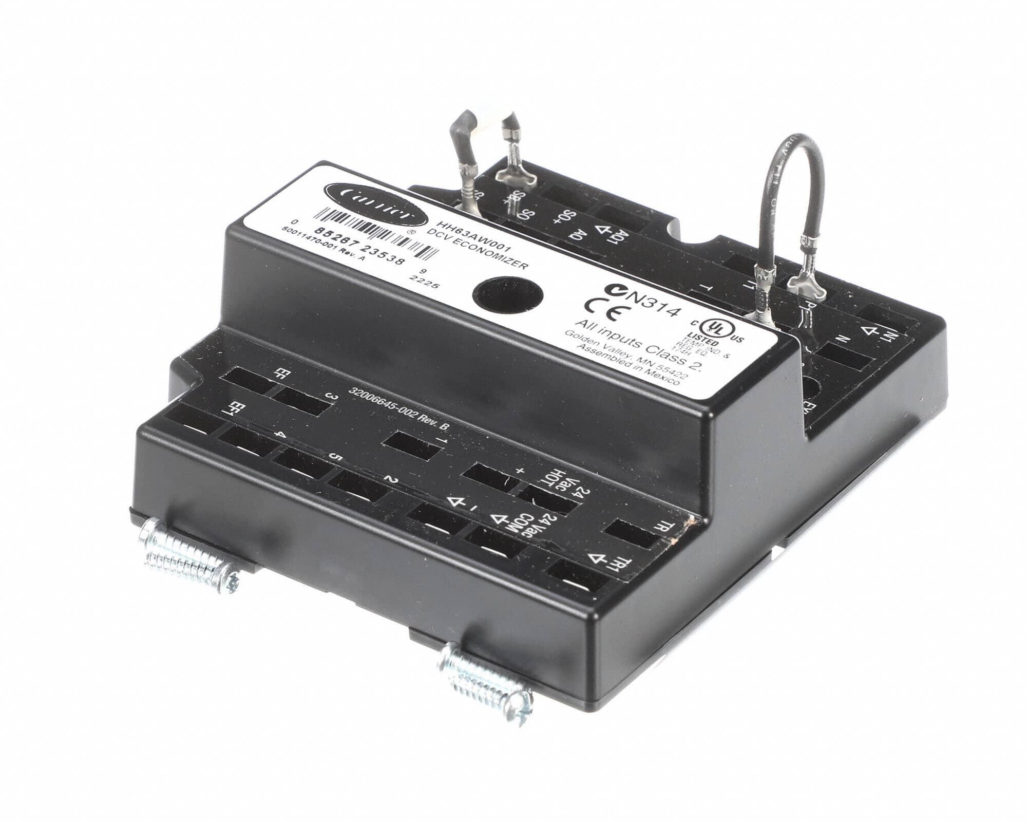 CARRIER Economizer Control: Mfr Part # HH63AW001. Key specifications — Manufacturer Part Number: HH63AW001; Product Type: Economizer Control.