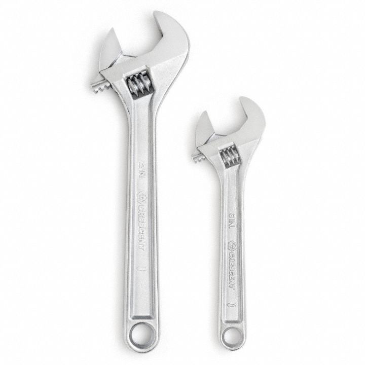 Adjustable Wrench 2pc. 12in. Chrome Set