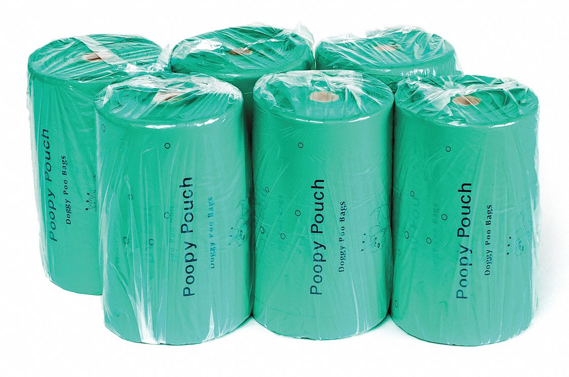 PET WASTE BAGS, GREEN, 7 X 15 IN, 0.14 MIL, 0.75 GAL CAP, HDPE, PK 2400