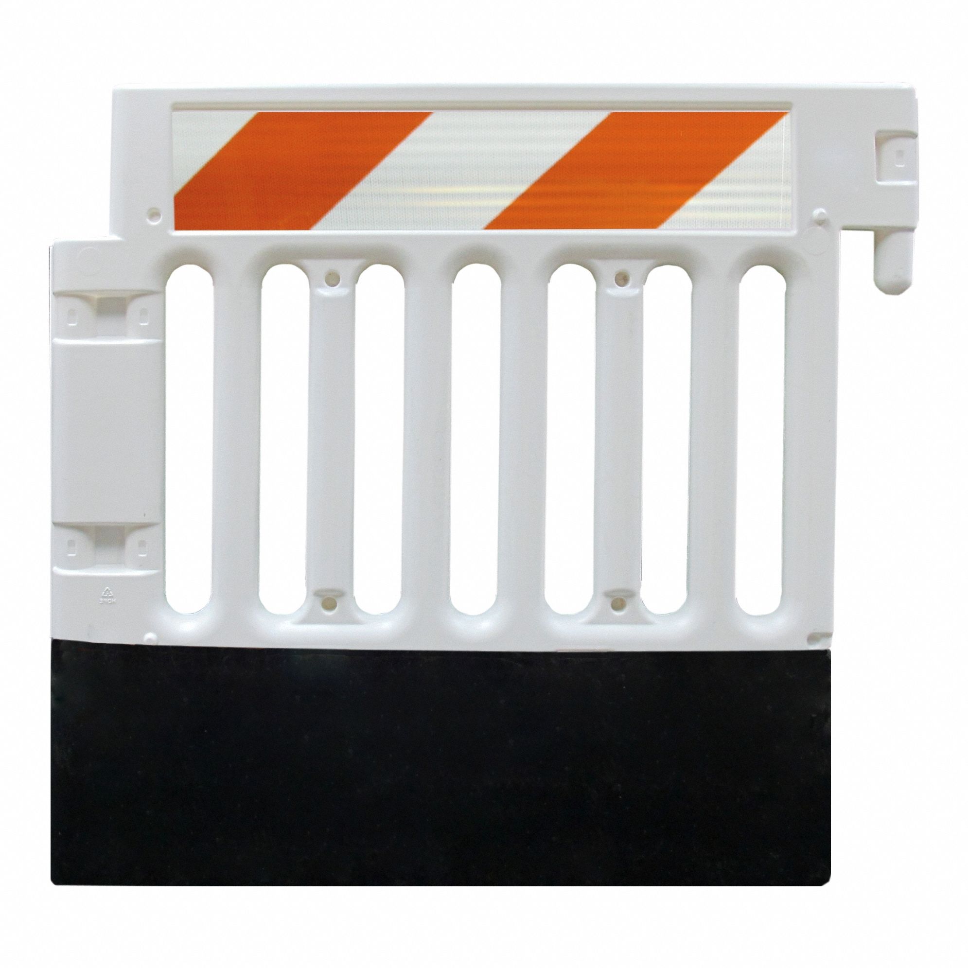 Pedestrian Barricade: Manual Carry, 38 in Ht, 3 9/16 ft Lg, 15 1/4 in Wd, White