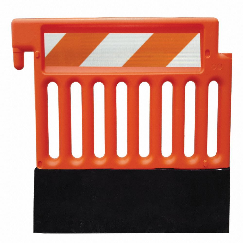 Pedestrian Barricade: Manual Carry, 38 in Ht, 3 9/16 ft Lg, 15 1/4 in Wd, Orange