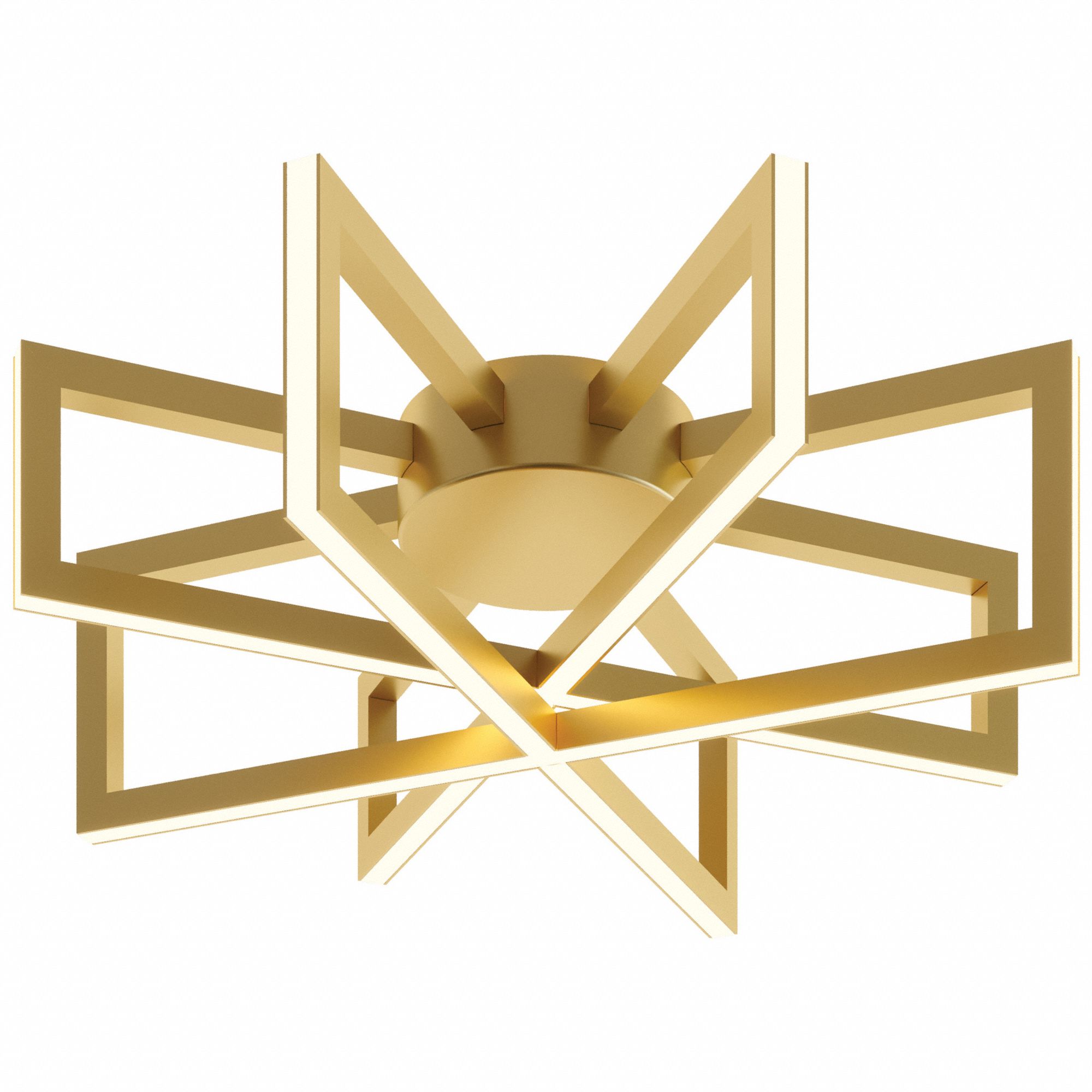 LEDSemi-Flush: 17 in Dia, Gold, 5 1/4 in Ht, 4, 000 lm, 3000K, 38 W, 120V AC, CSSC, Aluminum, Acrylic