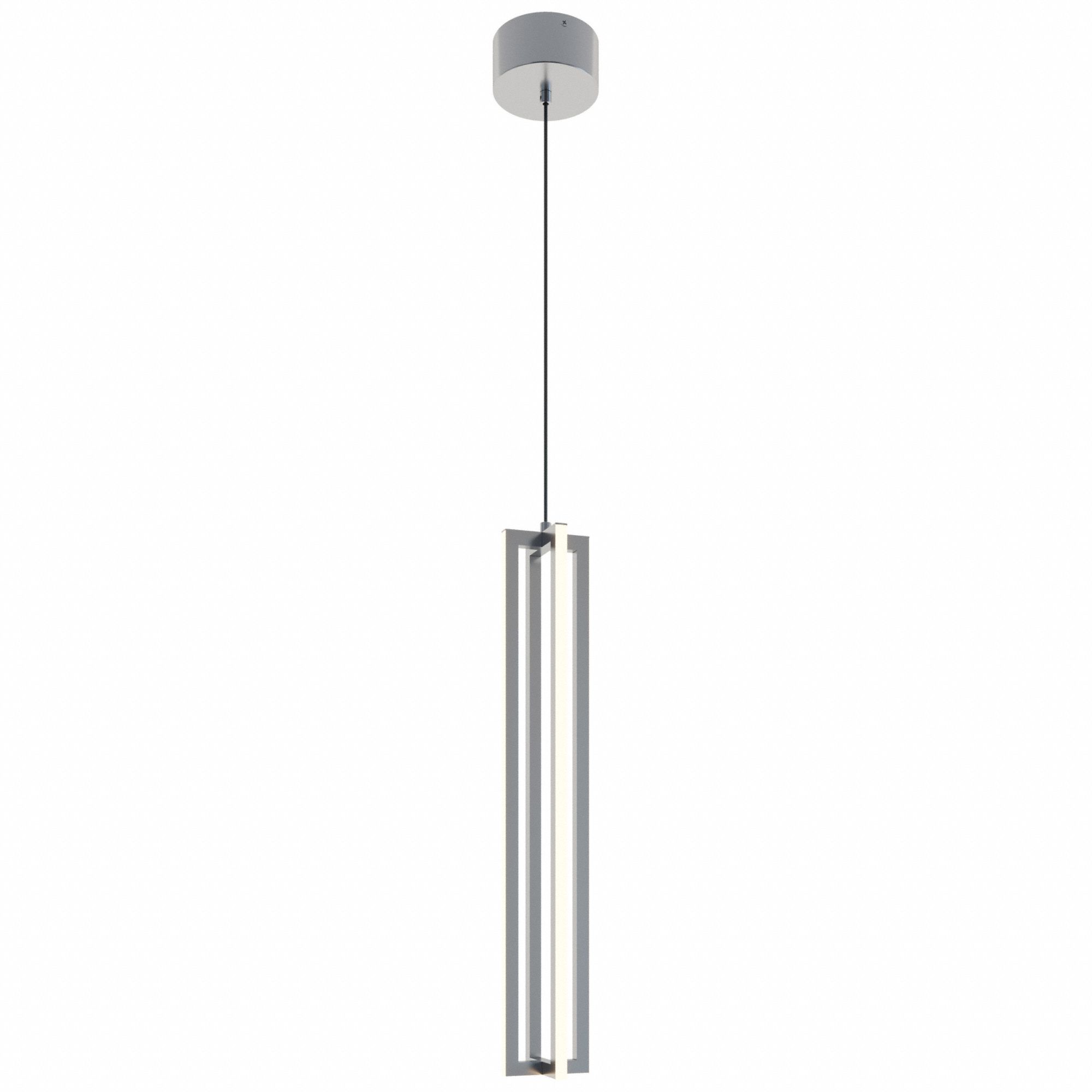 LEDPendant: 4 in Dia, 24 in Ht, Satin Nickel, 2, 400 lm, 3000K, 25 W, 120V AC, Dimmable