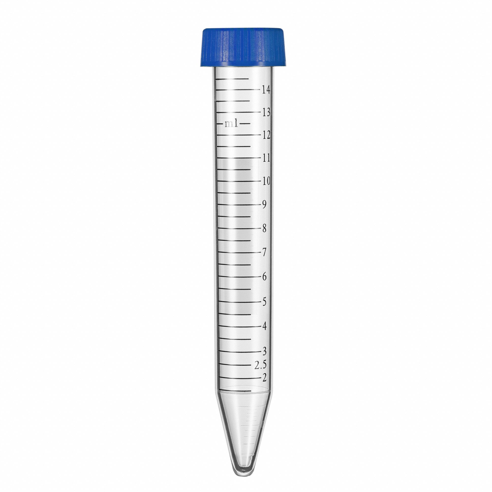 Centrifuge Tube: Polypropylene, 0.51 oz Capacity - oz, 15 mL Capacity - mL, Includes Closure, Clear