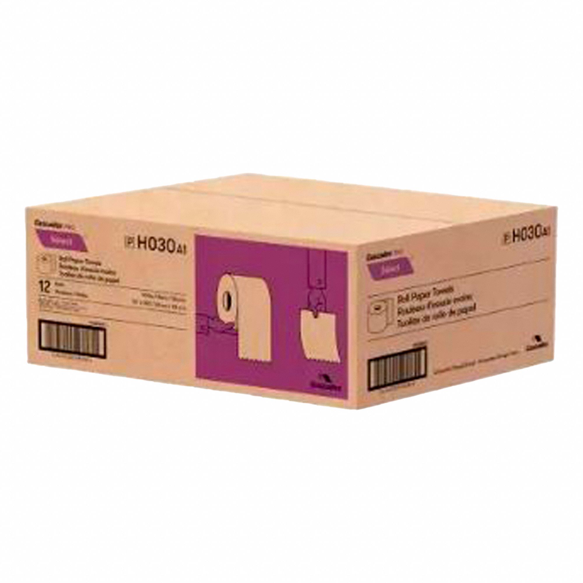 PAPER TOWEL ROLL, HARDWOUND, 1-PLY, WHITE, 350 FT X 7 8/9 IN, UNIVERSAL, 12 PK,