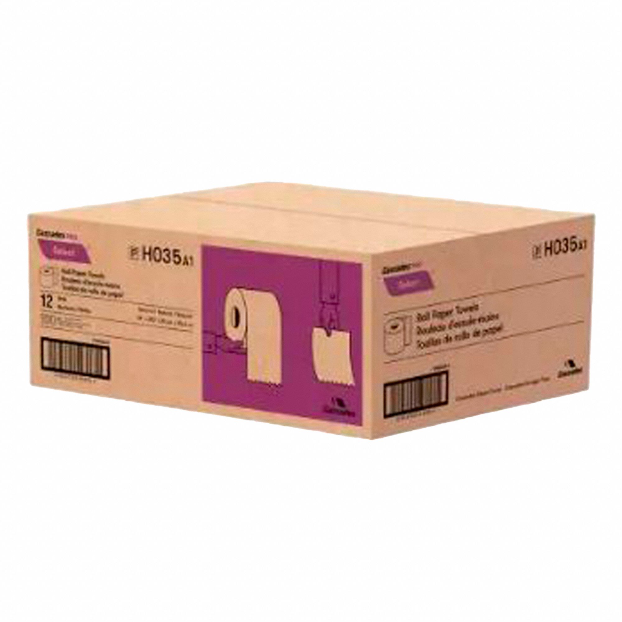PAPER TOWEL ROLL, HARDWOUND, 1-PLY, BROWN, 350 FT X 7 8/9 IN, UNIVERSAL, 12 PK
