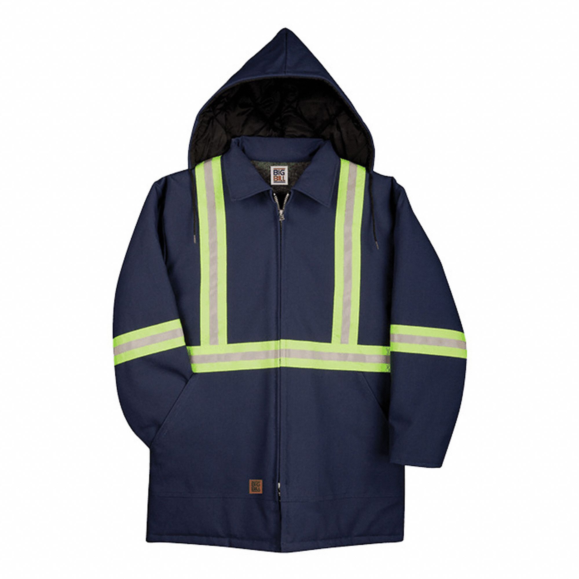 HI-VIS PARKA, 3XL, NAVY, RING SPUN COTTON, ACRYLIC PILE, POLYESTER QUILTING
