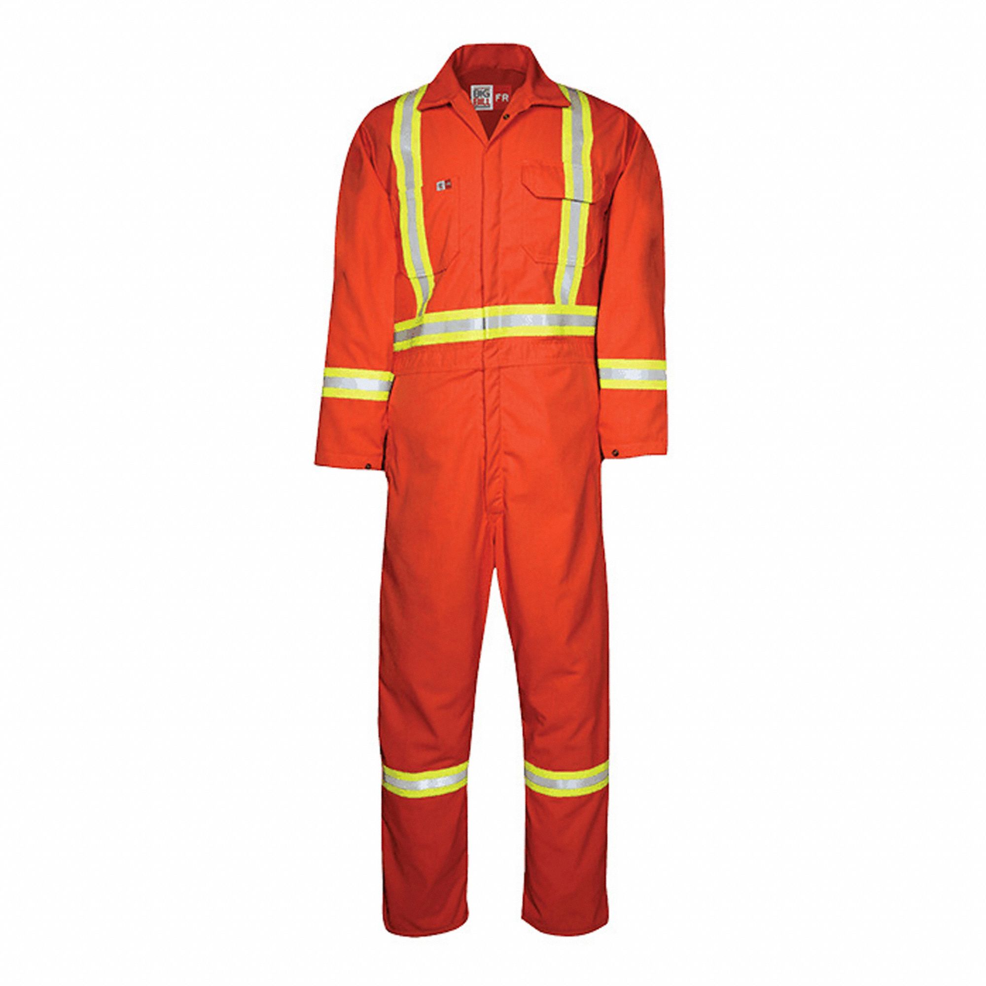 MEN'S FLAME-RESISTANT COVERALLS, L, ORANGE, 7 OZ FABRIC WEIGHT, 7 POCKETS