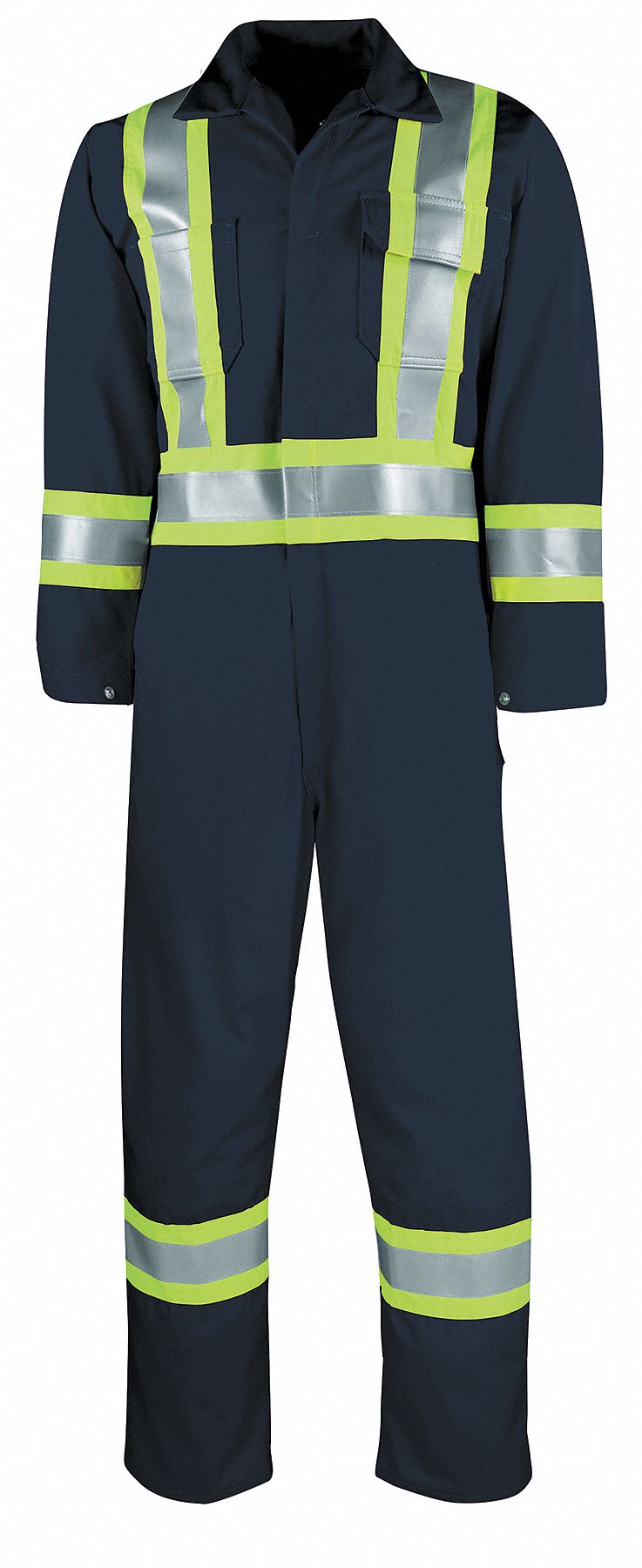 FR COVERALL, CSA Z462, 7 POCKETS, ZIPPER CLOSE, NAVY, 5X-LARGE, COTTON/NYLON