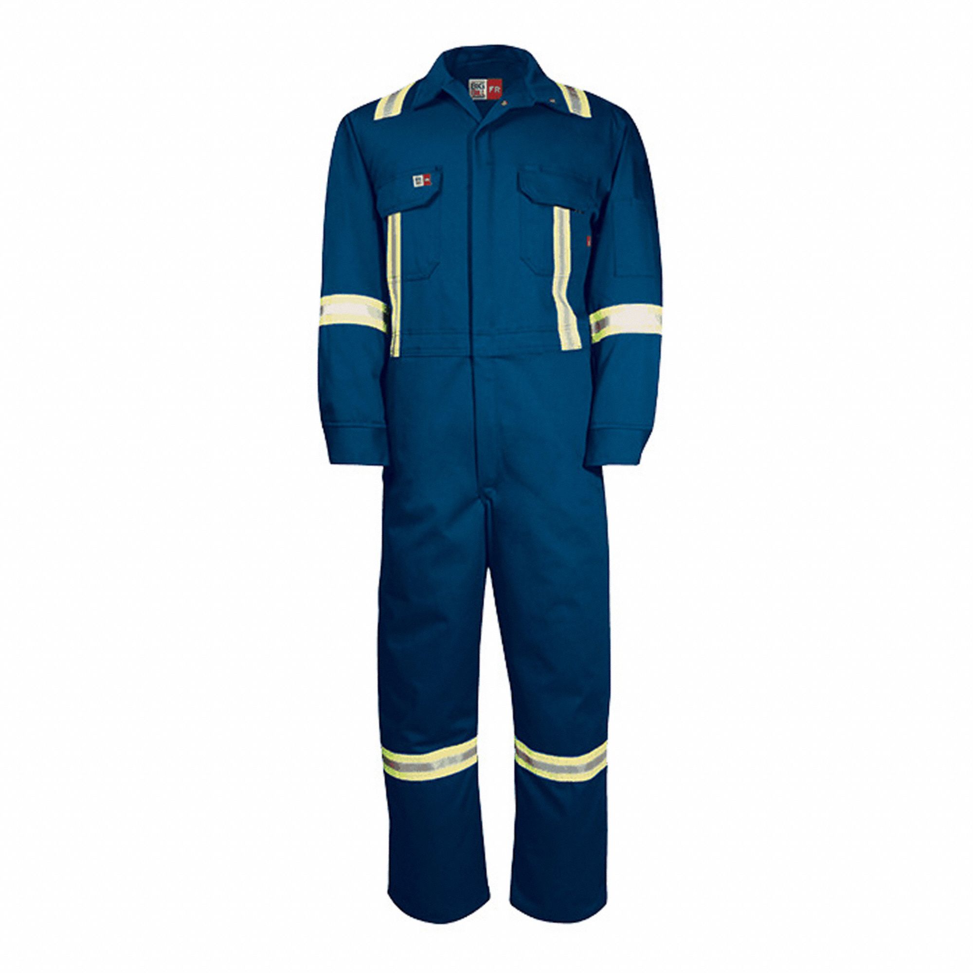 MEN'S FLAME-RESISTANT COVERALLS, 42, BLUE, 7 OZ FABRIC, FLAME RESISTANT, 8 POCKETS