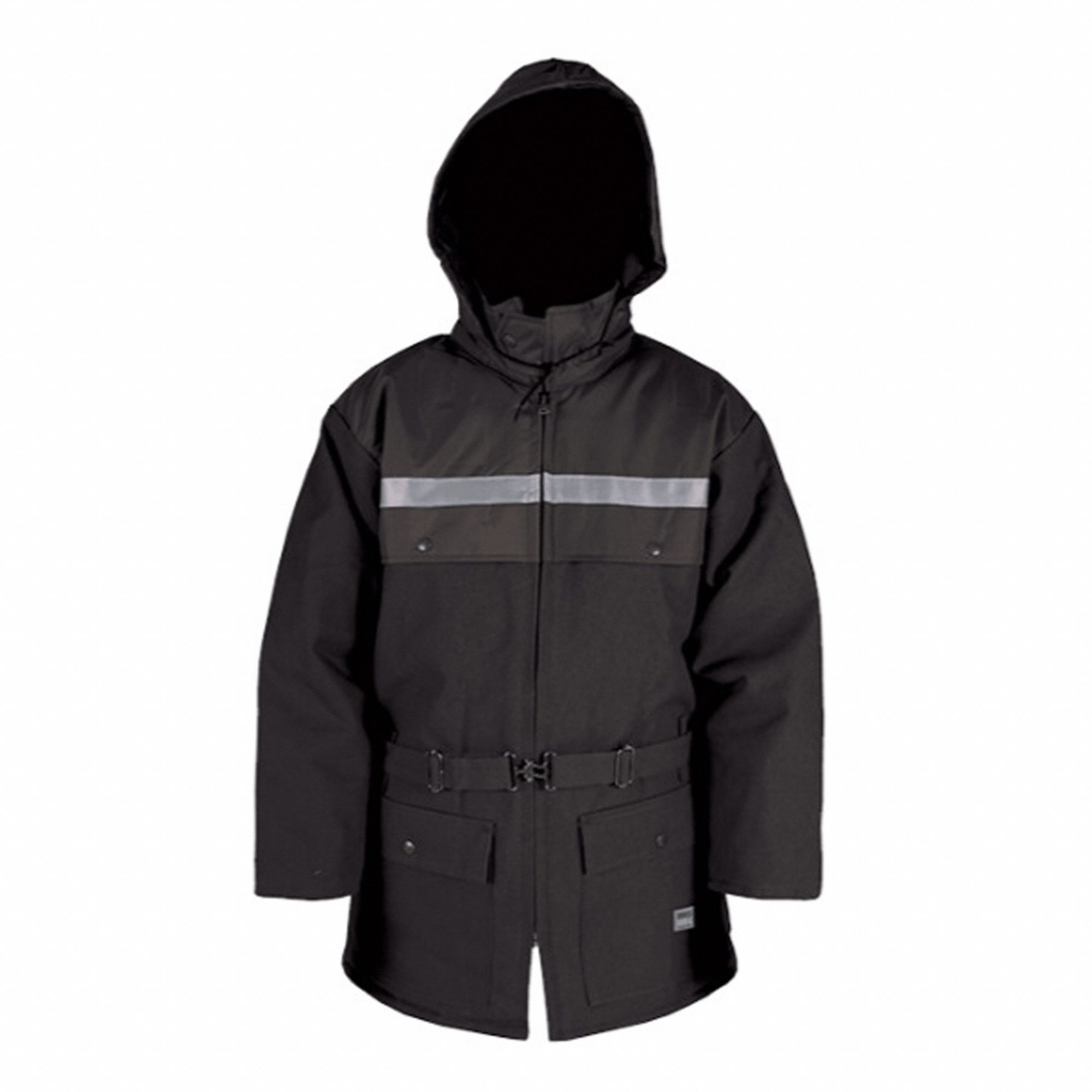 PARKA 314,NOIR,G,CAPUCHON AMOVIBLE,TOILE DE COTON,TISSU 10OZ,RÉFLÉCHISSANT