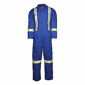 MEN'S FLAME-RESISTANT COVERALLS, S, BLUE, 7 OZ FABRIC WEIGHT, 4 POCKETS